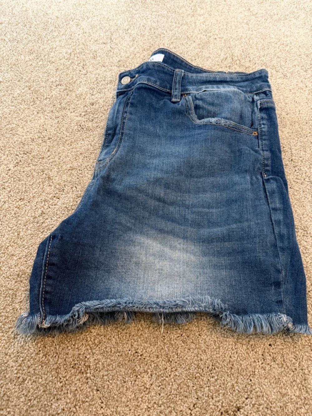 Frayed Hem Blue Denim Jean Shorts